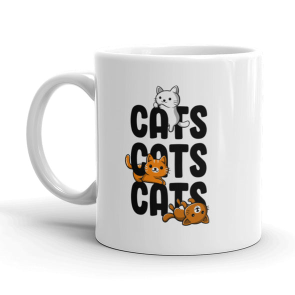 Cats Cats Cats Coffee Mug Funny Crazy Kitty Lover Ceramic Cup-11oz