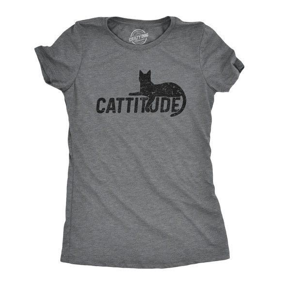 Womens Catitude Tshirt Funny Pet Cat Attitude Tee