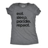 Womens Eat Sleep Paddle Repeat Tshirt SUP Stand Up Paddle Board Tee