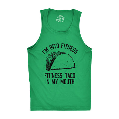 Mens Fitness Taco In My Mouth Tanktop Funny Shirt