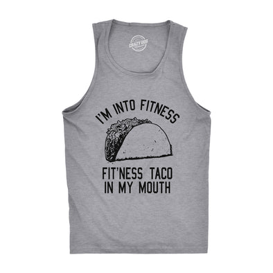 Mens Fitness Taco In My Mouth Tanktop Funny Shirt