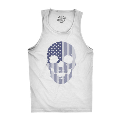 Mens Fitness Tank Flag Skull Tanktop Cool 4th Of July Skeleton Shirt