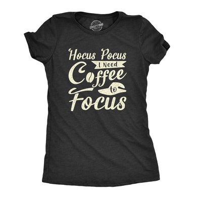 Womens Hocus Pocus I Need Coffee To Focus Tshirt Funny Halloween Witch Tee