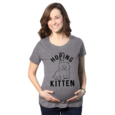 Maternity Hoping It's A Kitten Tshirt Funny Pet Cat Lover Pregnancy Tee