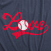 Womens Love Baseball Script Tshirt Cute Summer Sports Tee