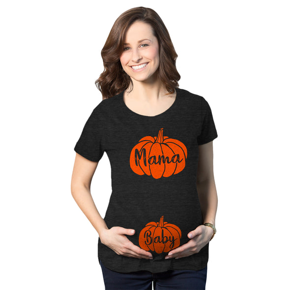 Maternity Mama And Baby Pumpkin Tshirt Cute Family Halloween Pregnancy Tee