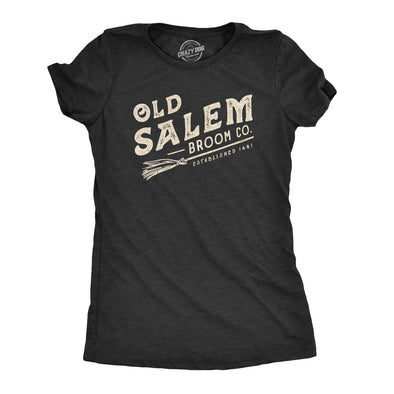 Womens Old Salem Broom Co Tshirt Funny Halloween Witch Tee