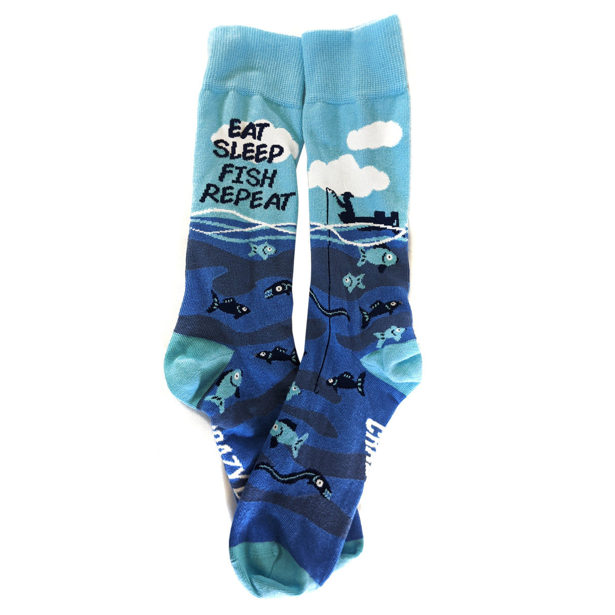 Mens Eat Sleep Fish Repeat Socks Funny Cool Novelty Fishing Crazy Gift Idea For Dad