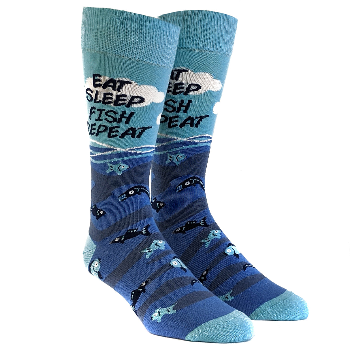 Mens Eat Sleep Fish Repeat Socks Funny Cool Novelty Fishing Crazy Gift Idea For Dad