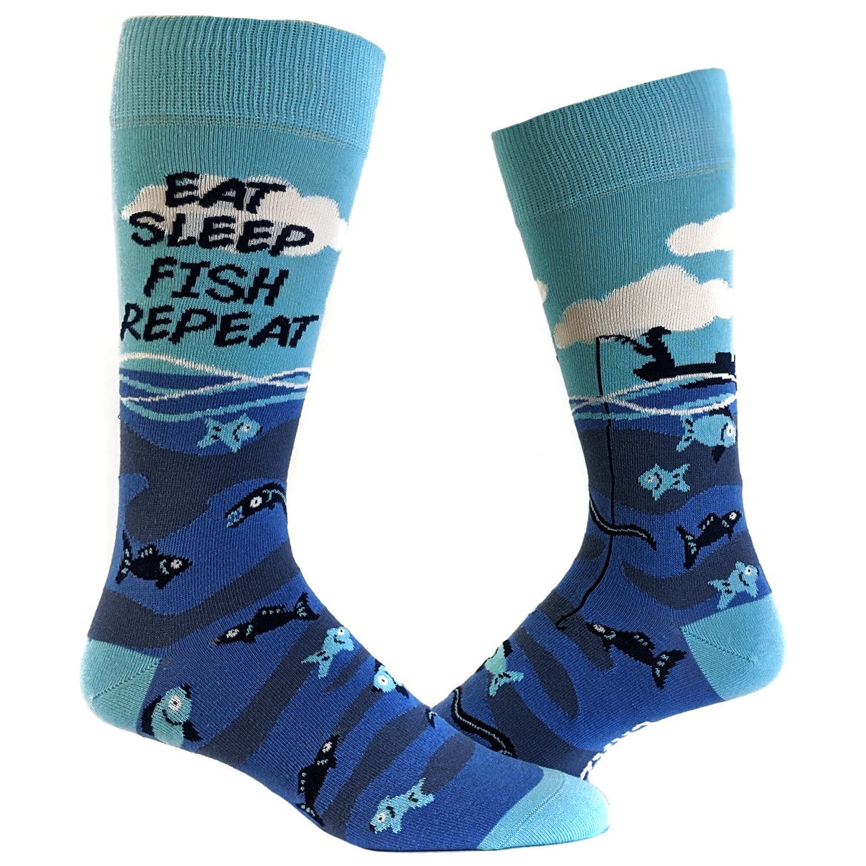 Mens Eat Sleep Fish Repeat Socks Funny Cool Novelty Fishing Crazy Gift Idea For Dad