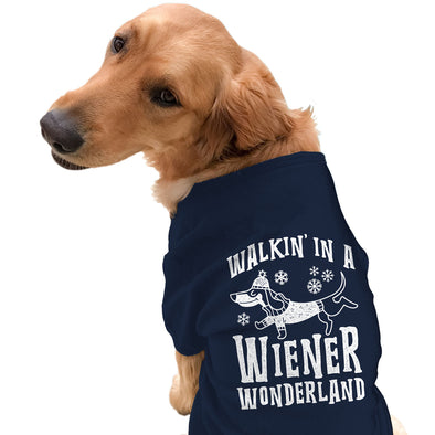 Dog Shirt Walkin In A Wiener Wonderland Tee Funny Christmas Puppy Shirt