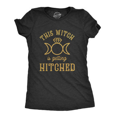 Womens This Witch Is Getting Hitched Tshirt Funny Halloween Wedding Bride Tee