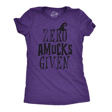 Womens Zero Amucks Given Tshirt Funny Halloween Witch Tee