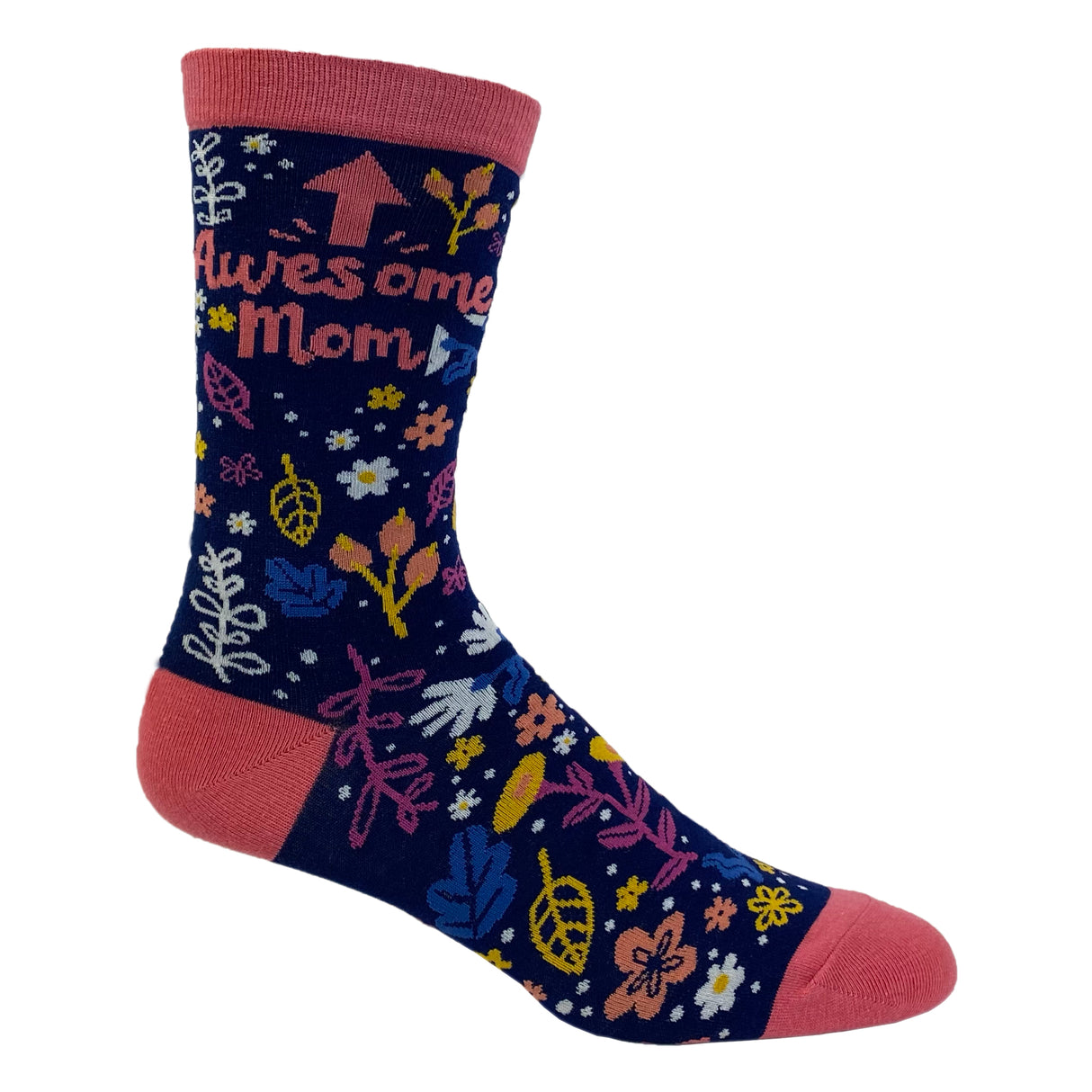 Women's Awesome Mom Socks Cute Mothers Day Flowers Novelty Footwear For Mama