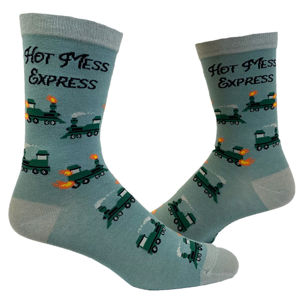Women's Hot Mess Express Socks Funny Train Hungover Party Sarcastic Graphic Novelty Footwear