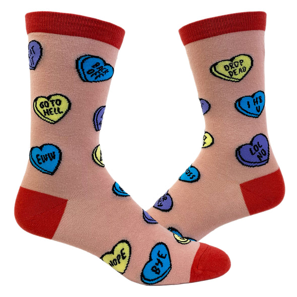 Women's Offensive Candy Heart Socks Funny Valentines Day Insult Graphic Novelty Footwear