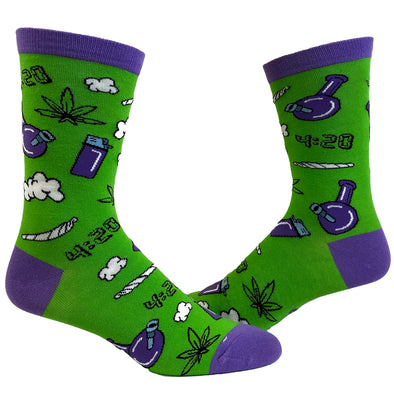 Women's 420 Weed Socks Funny Marijuana Pot Graphic Novelty High Footwear