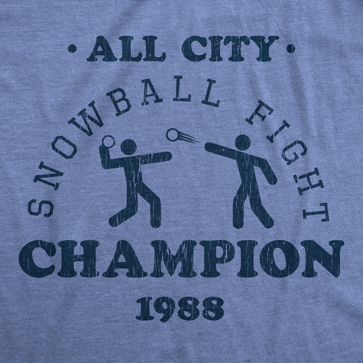 Mens All City Snowball Fight Champion 1988 Tshirt Funny Winter Snow Graphic Vintage Tee
