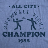 Mens All City Snowball Fight Champion 1988 Tshirt Funny Winter Snow Graphic Vintage Tee