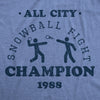 Womens All City Snowball Fight Champion 1988 Tshirt Funny Winter Snow Graphic Vintage Tee
