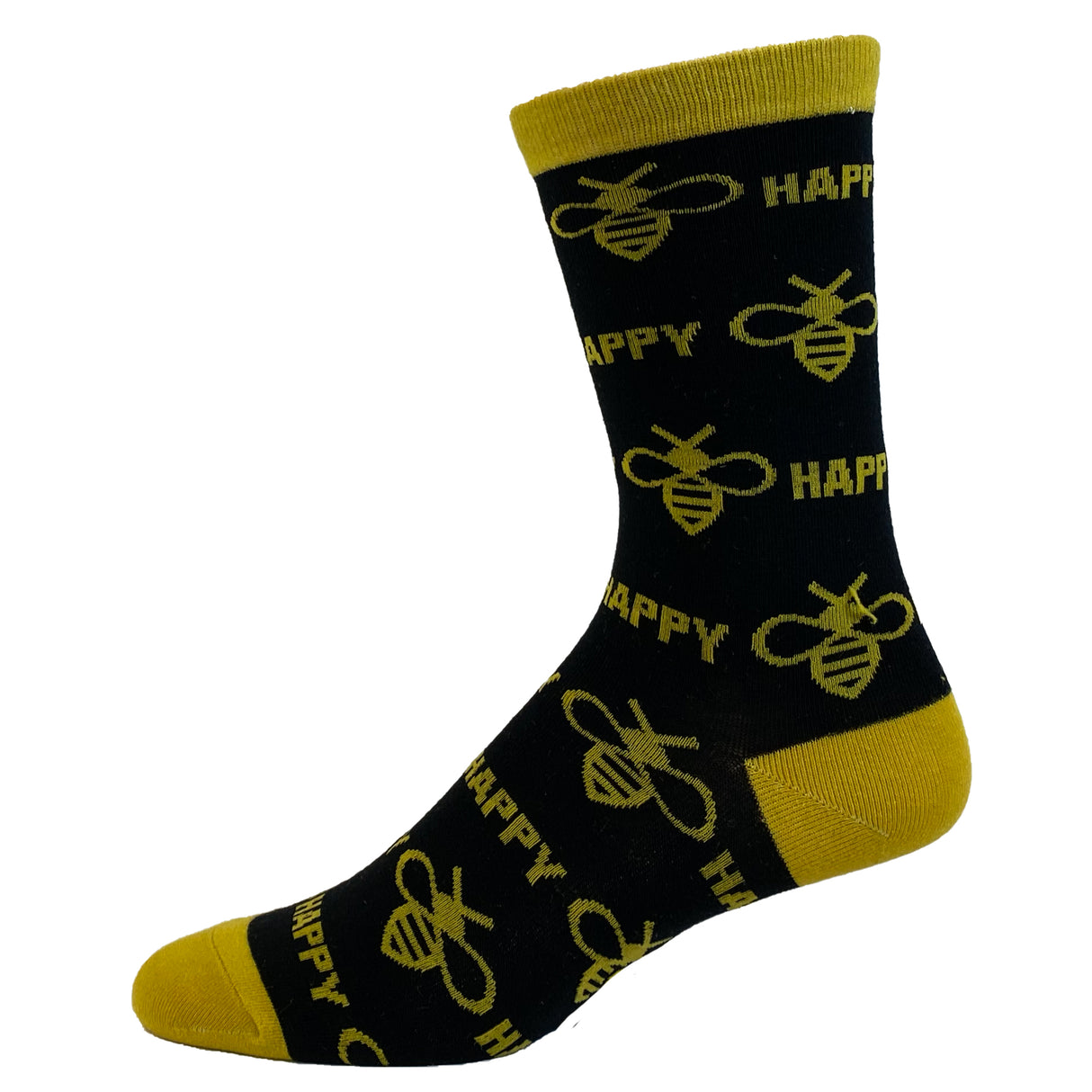 Women's Bee Happy Novelty Socks Funny Bumble Bee Motivational Graphic Footwear