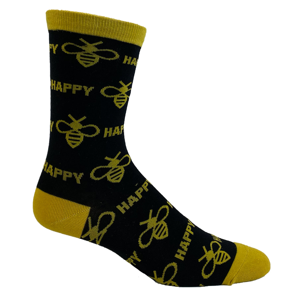 Women's Bee Happy Novelty Socks Funny Bumble Bee Motivational Graphic Footwear