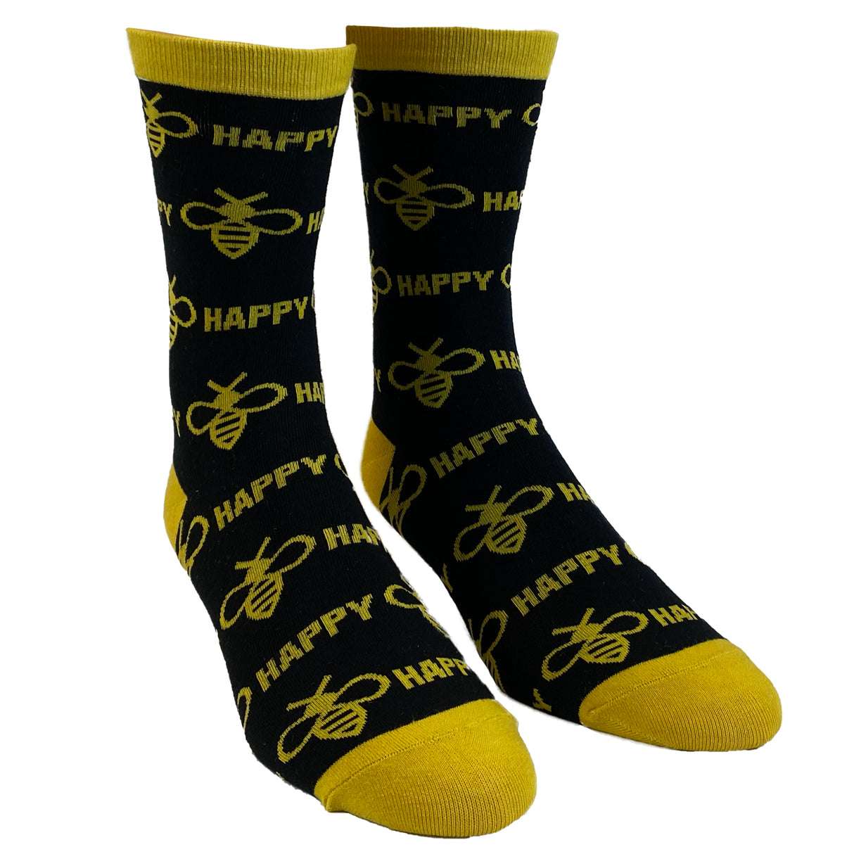 Women's Bee Happy Novelty Socks Funny Bumble Bee Motivational Graphic Footwear