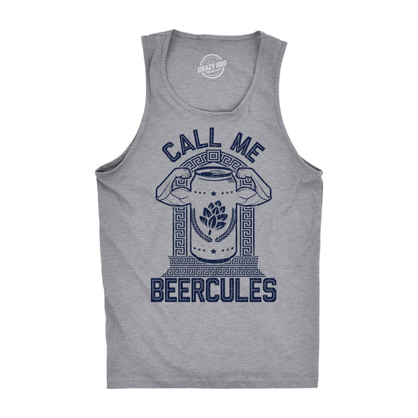Mens Fitness Tank Call Me Beercules Tanktop Funny Drinking Workout Novelty Shirt