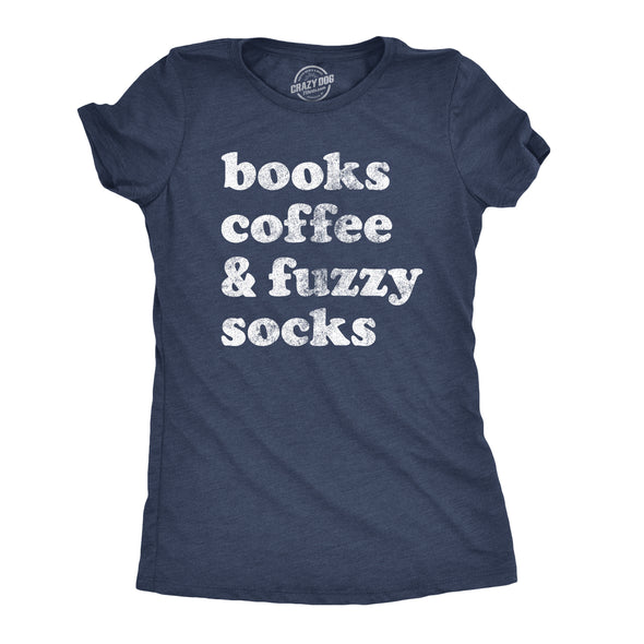 Womens Books Coffee And Fuzzy Socks T shirt Funny Gift for Her Cottage Lake Tee