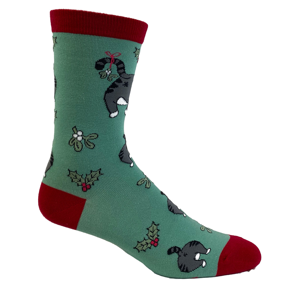 Women's Cat Butt Mistletoe Socks Funny Christmas Kitty Pet Lover Sarcastic Footwear