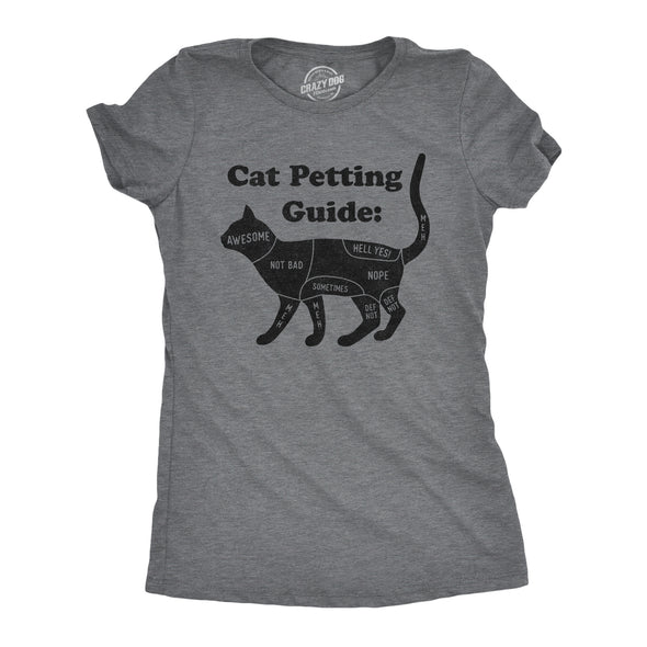 Womens Cat Petting Guide Tshirt Funny Pet Kitty Lover Crazy Cat Lady Novelty Tee