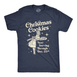 Mens Christmas Cookies Now Serving Through December 25th Tshirt Funny Holiday Baking Graphic Tee