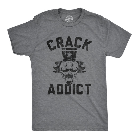 Mens Crack Addict Tshirt Funny Christmas Nutcracker Sarcastic Graphic Novelty Tee