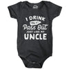 Baby Bodysuit Drink Til I Pass Out Just Like My Uncle Newborn Funny Bodysuit