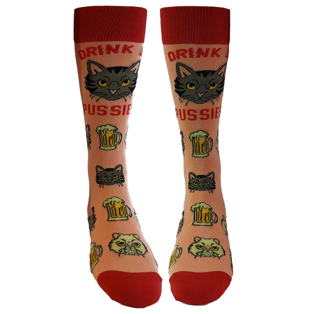 Men's Drink Up Pussies Socks Funny Cat Dad Drinking Adult Humor Sarcastic Novelty Footwear