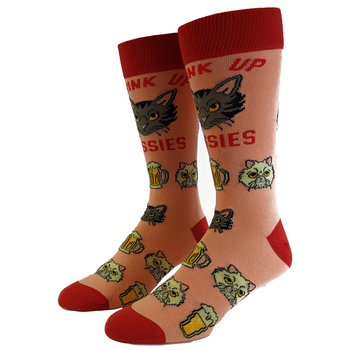 Men's Drink Up Pussies Socks Funny Cat Dad Drinking Adult Humor Sarcastic Novelty Footwear