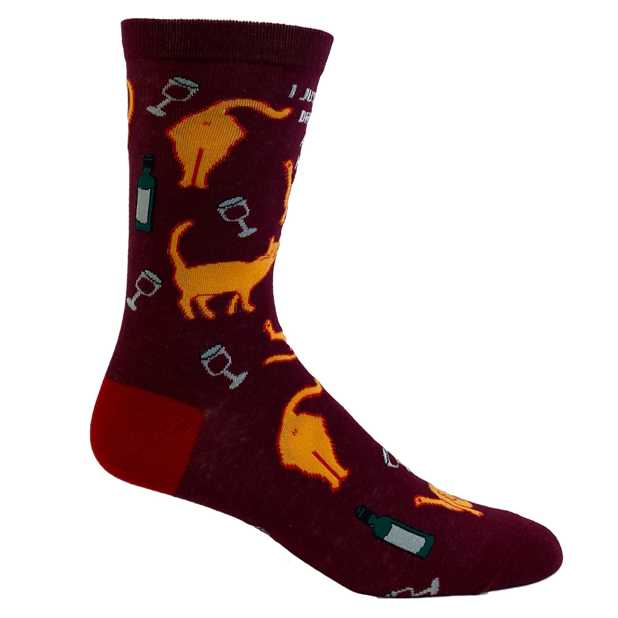 Women's I Just Want To Drink Wine And Pet My Cat Socks Funny Pet Kitty Kitten Animal Lover Graphic Footwear