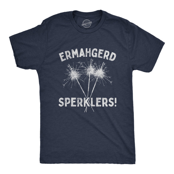 Mens Ermahgerd Sperklers Tshirt Funny 4th of July Fireworks Sparklers Graphic Novelty Tee