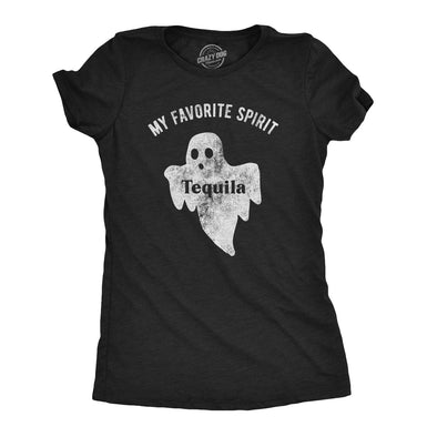 Womens My Favorite Spirit Tequila Tshirt Funny Halloween Ghost Drinking Party Tee