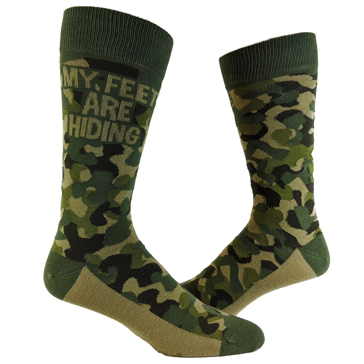 Men's My Feet Are Hiding Socks Funny Camo Army Print Hunting Novelty Graphic Footwear