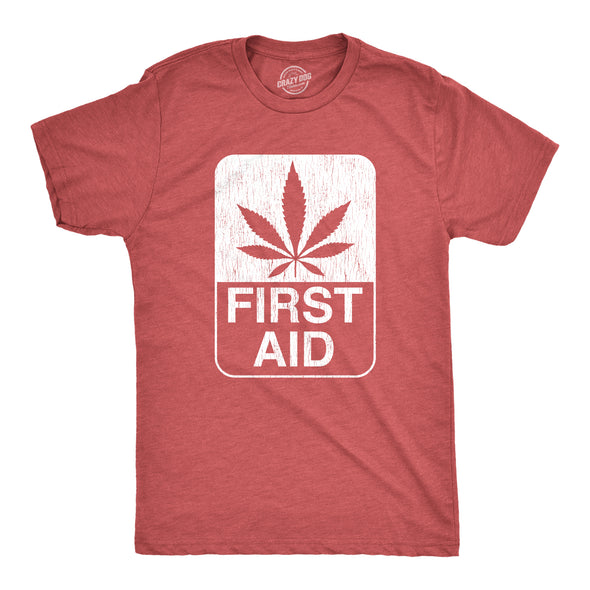 Mens First Aid T shirt Funny 420 Marijuana Pot Leaf Graphic Weed Tee For Stoner