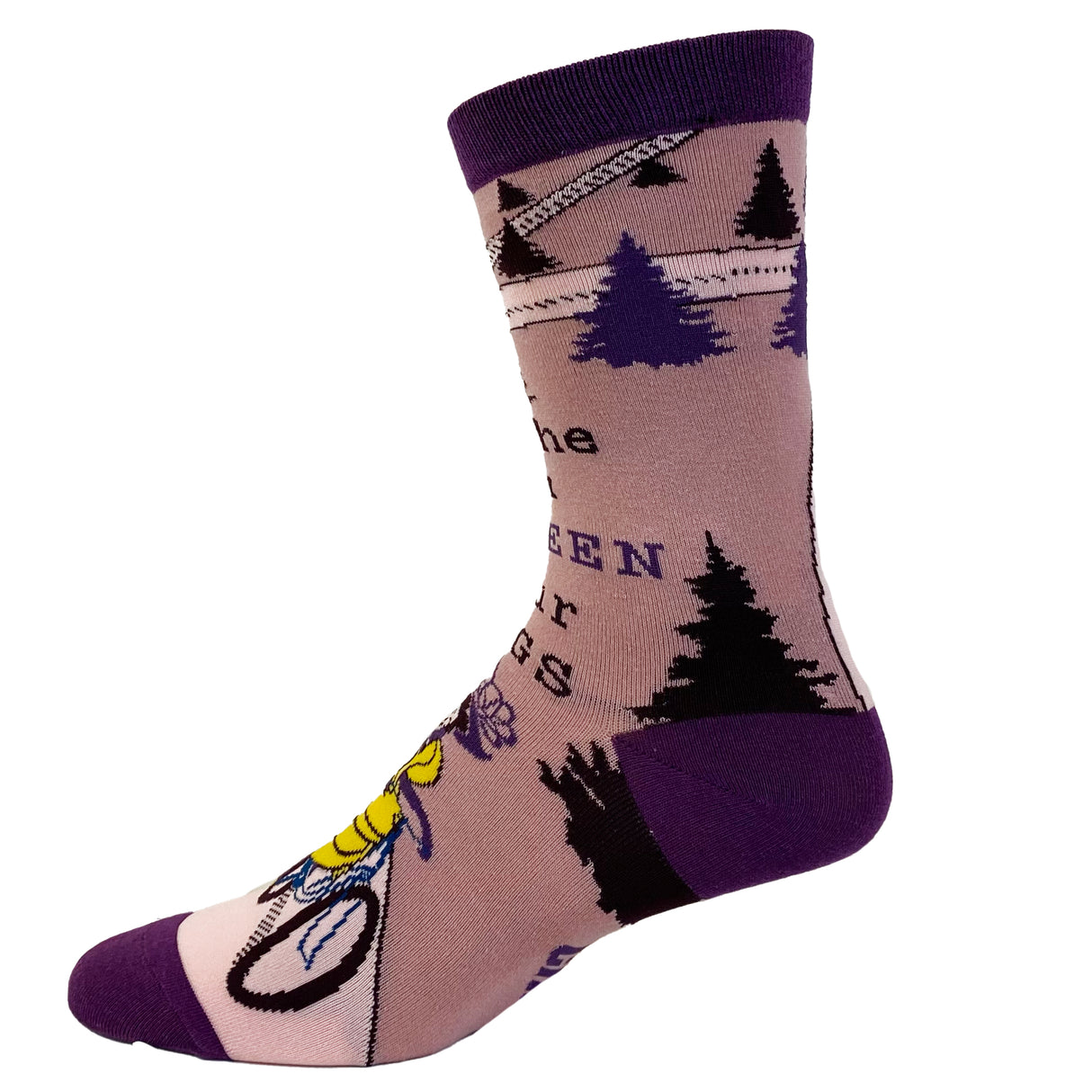 Women's Put The Fun Between Your Logs Socks Funny Bicycle Biking Graphic Novelty Footwear