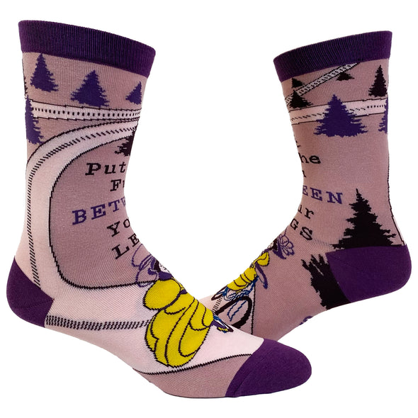Women's Put The Fun Between Your Logs Socks Funny Bicycle Biking Graphic Novelty Footwear
