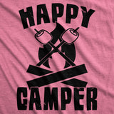 Womens Happy Camper Shirt Funny Camping Hiking Cool Vintage Graphic Tees Retro