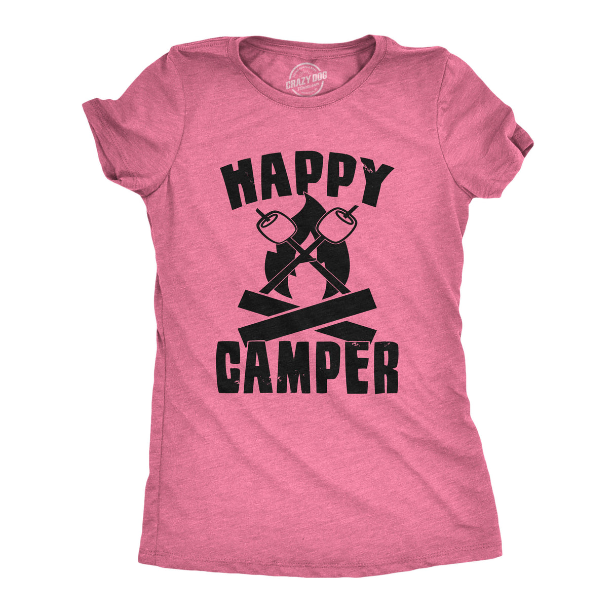 Womens Happy Camper Shirt Funny Camping Hiking Cool Vintage Graphic Tees Retro