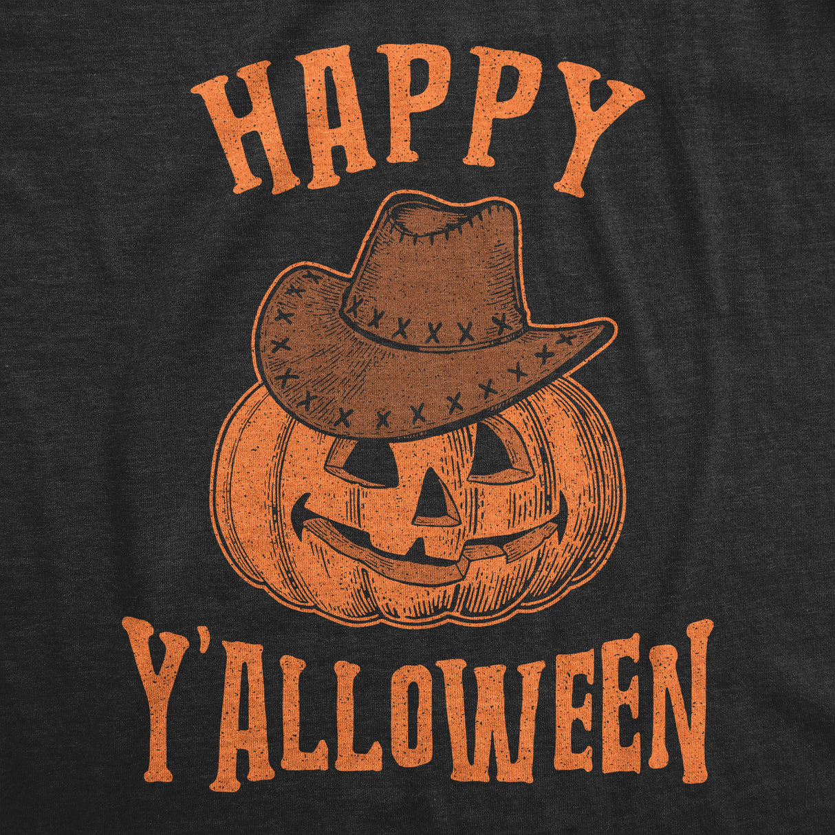 Mens Happy Y'alloween Tshirt Funny Halloween Jack-O-Lantern Cowboy Graphic Novelty Tee