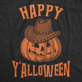 Mens Happy Y'alloween Tshirt Funny Halloween Jack-O-Lantern Cowboy Graphic Novelty Tee