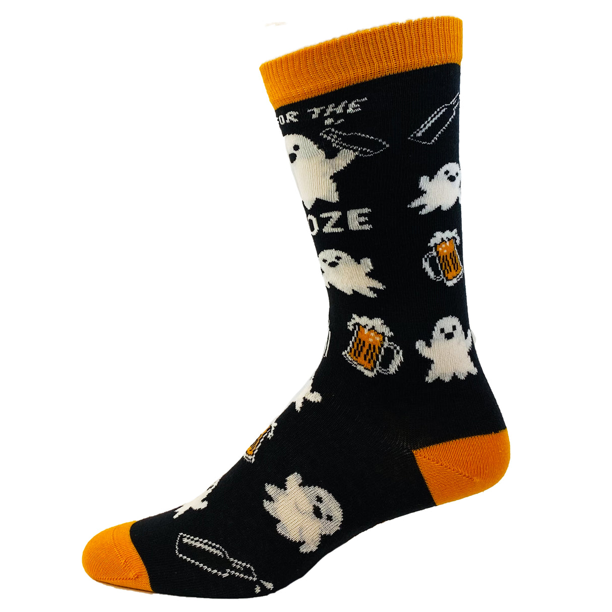 Women's Here For The Booze Socks Funny Ghost Halloween Party Graphic Novelty Footwear