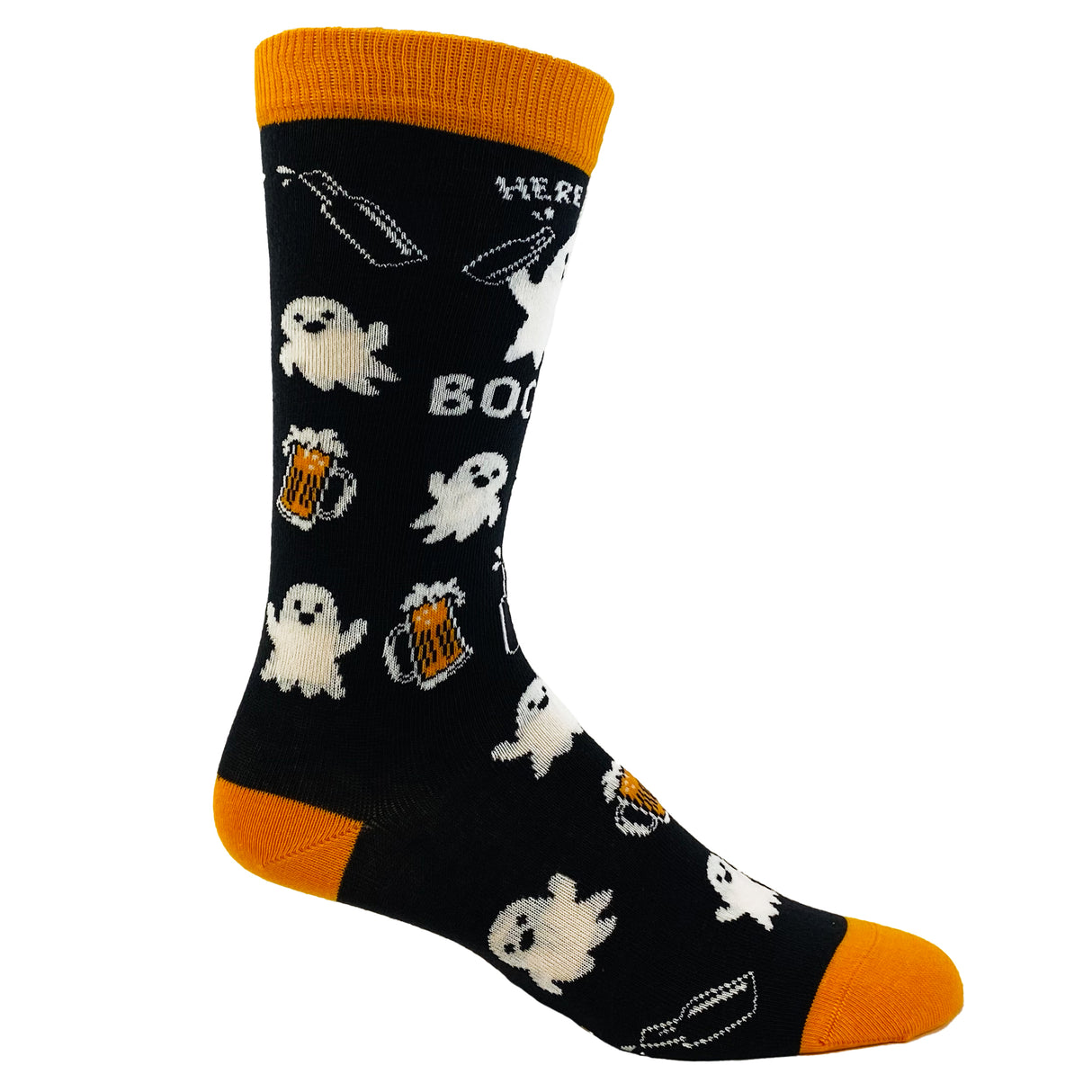 Women's Here For The Booze Socks Funny Ghost Halloween Party Graphic Novelty Footwear