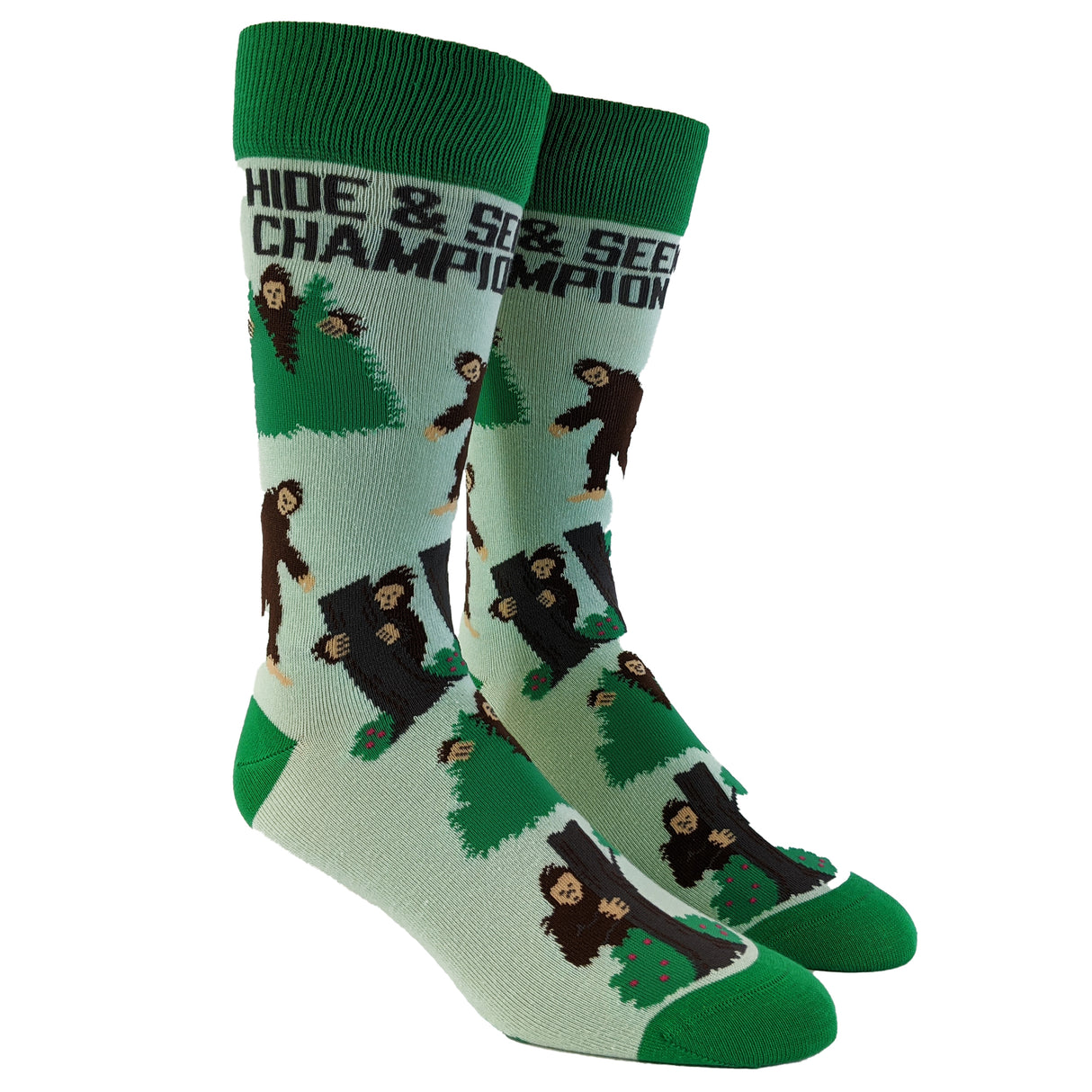 Youth Bigfoot Hide And Seek Champion Socks Funny Camping Sasquatch Knit Novelty Footwear